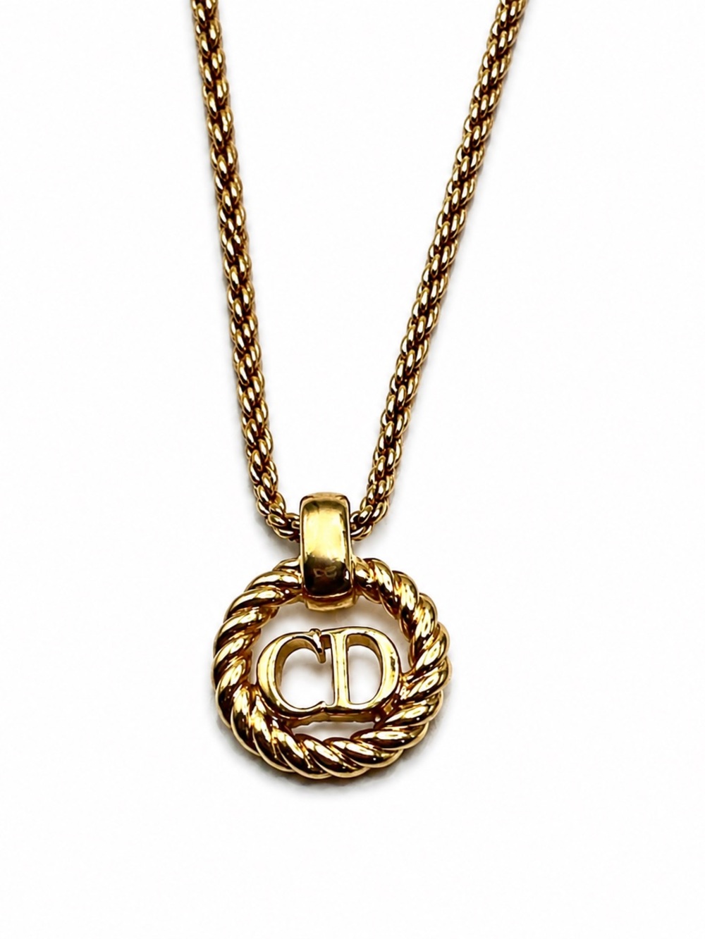 Dior Gold Pendant Necklace on 16” chain with 2” extension